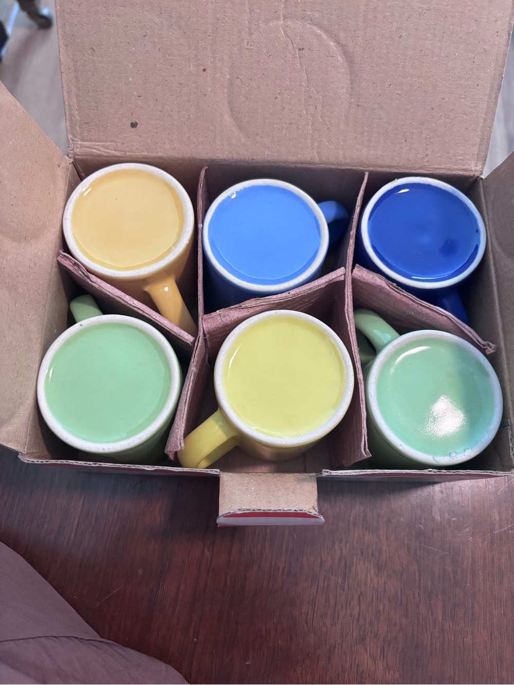 Color-Block Cuban Espresso Mugs - Assorted Colors exterior and Interior set of 6